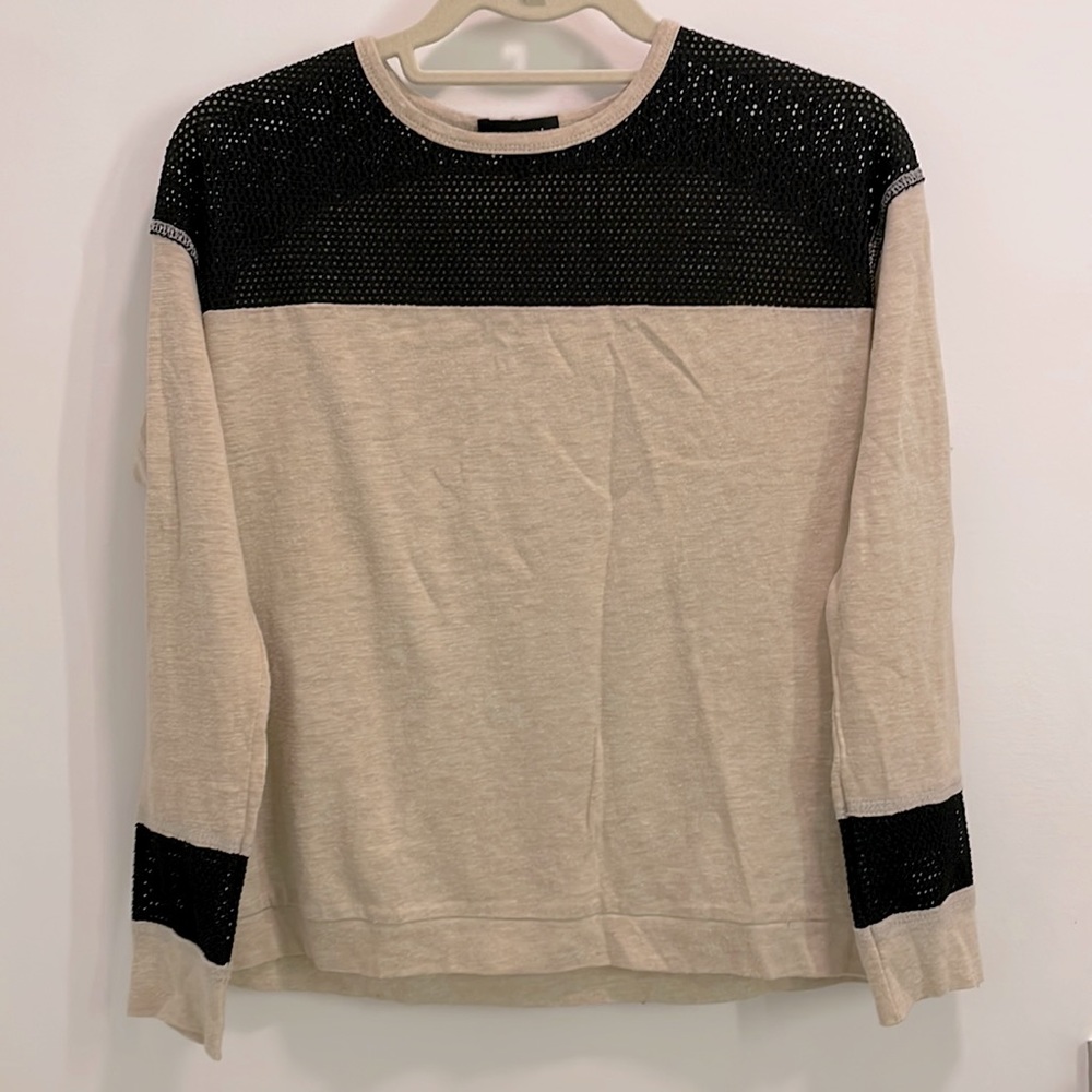 Perforated color block shirt